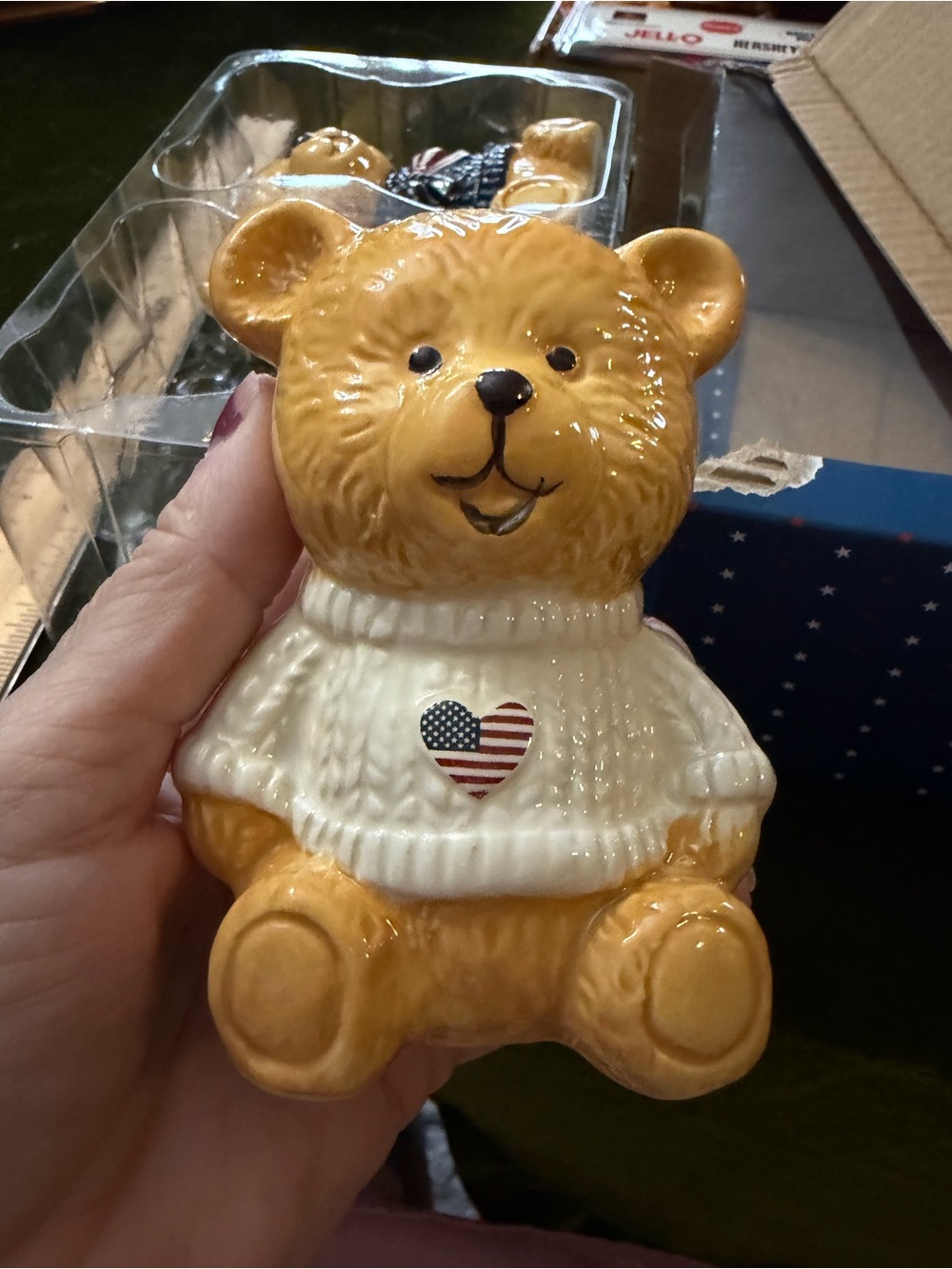 Dabney Lee Blue & White Teddy Bear Salt & Pepper Shaker Set - Picture 7 of 16
